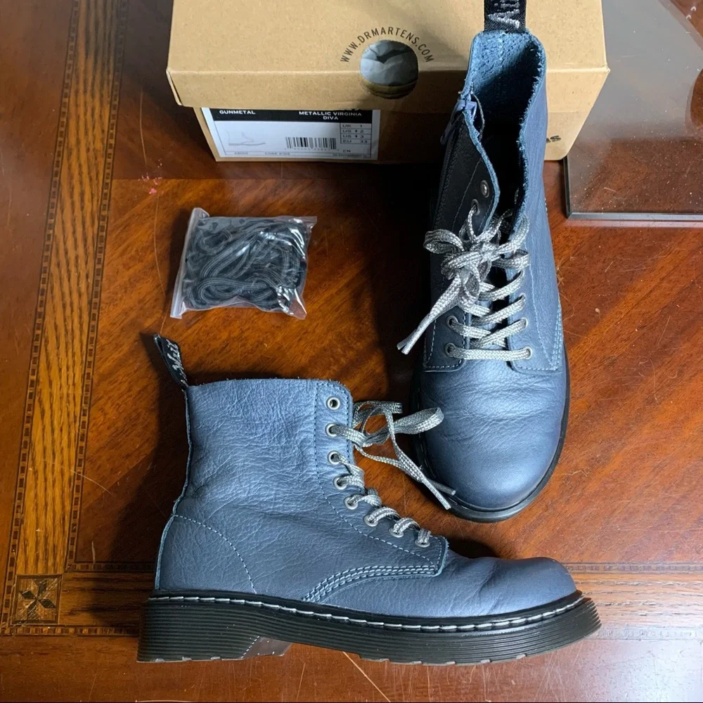 Kids’ Dr. Martens 1460 Pascal Metallic Virginia Diva Combat Boots